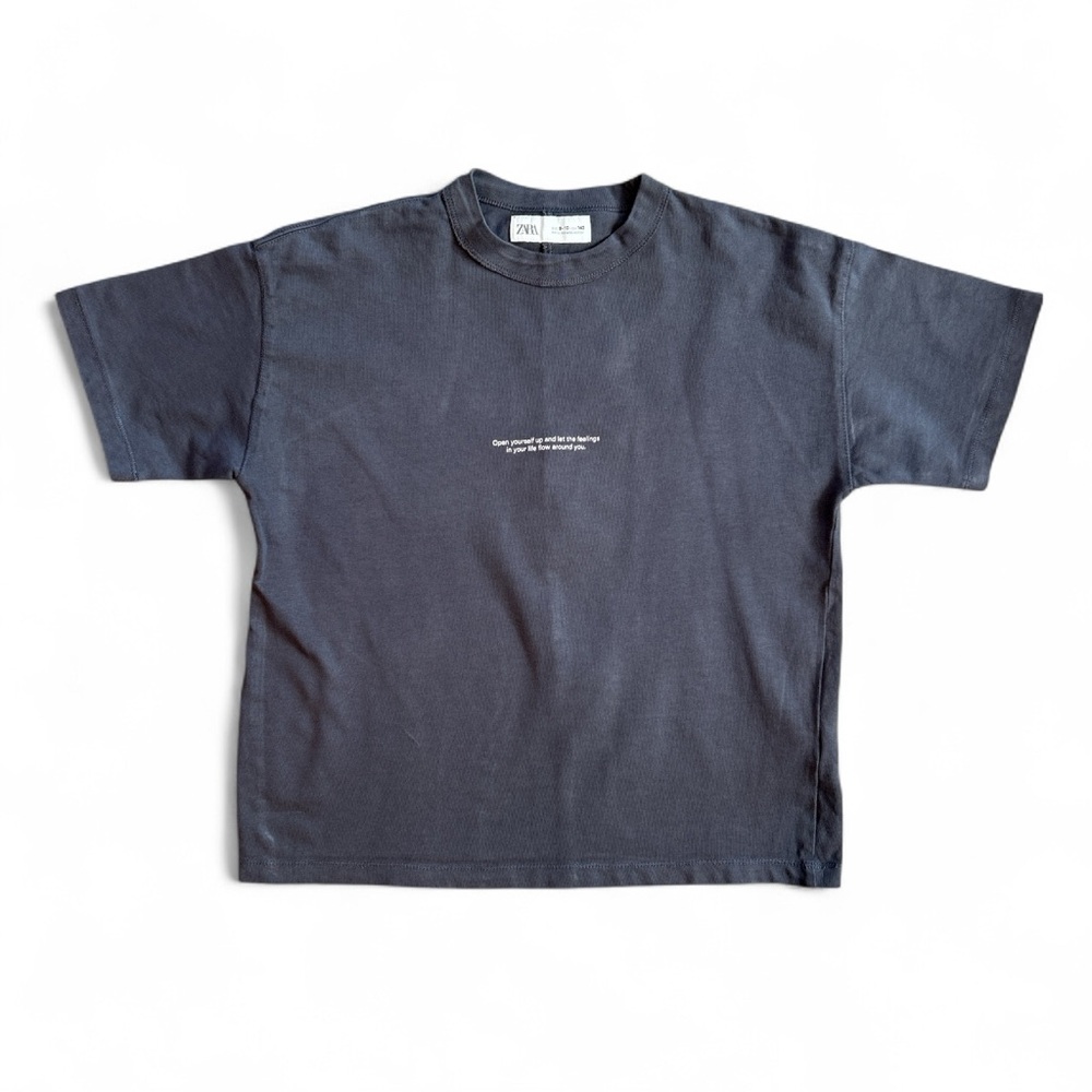 ZARA Charcoal Inspirational quote T-shirt.  Size 9-10,  US  M